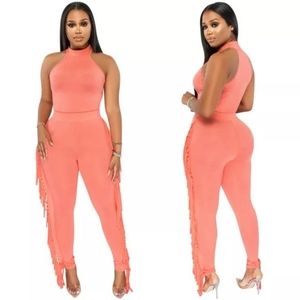 Coral Fringe Pants Outfit
